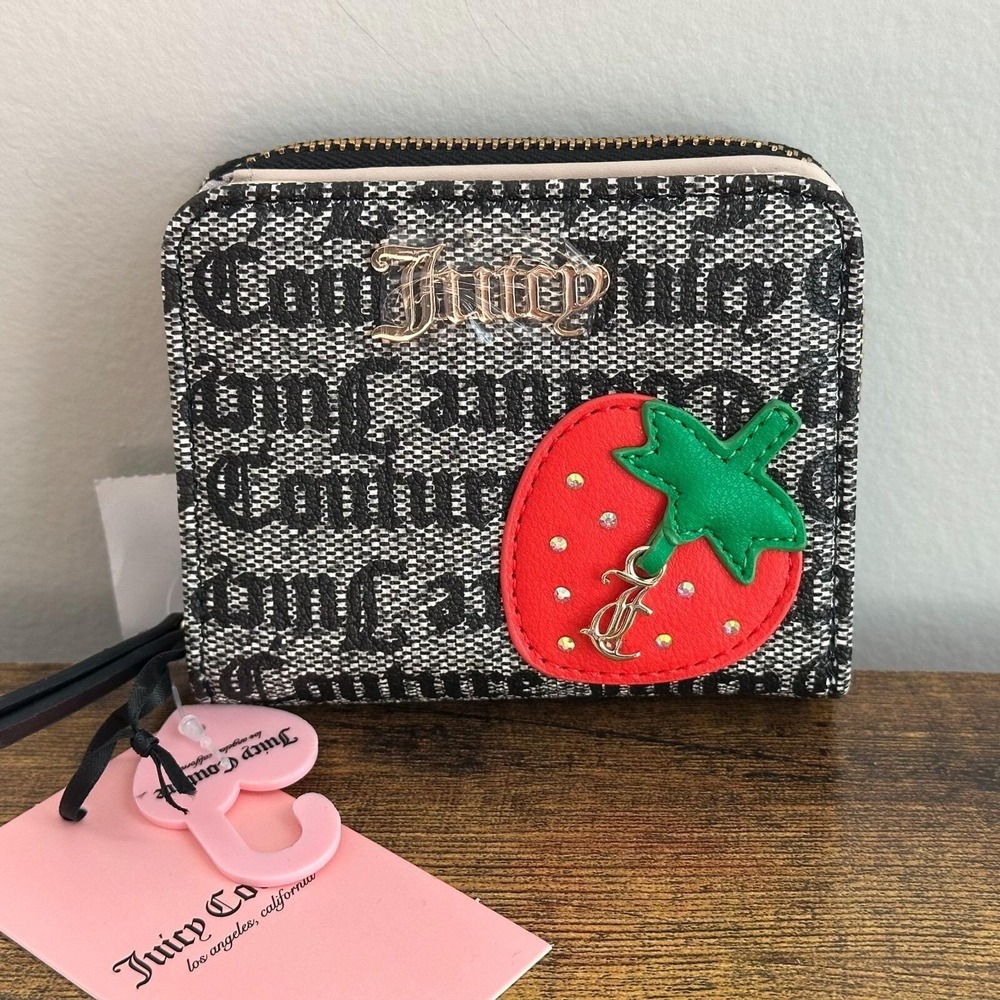 NWT Juicy Couture Freshly Picked Liqourice Monogram Strawberry Red Wallet